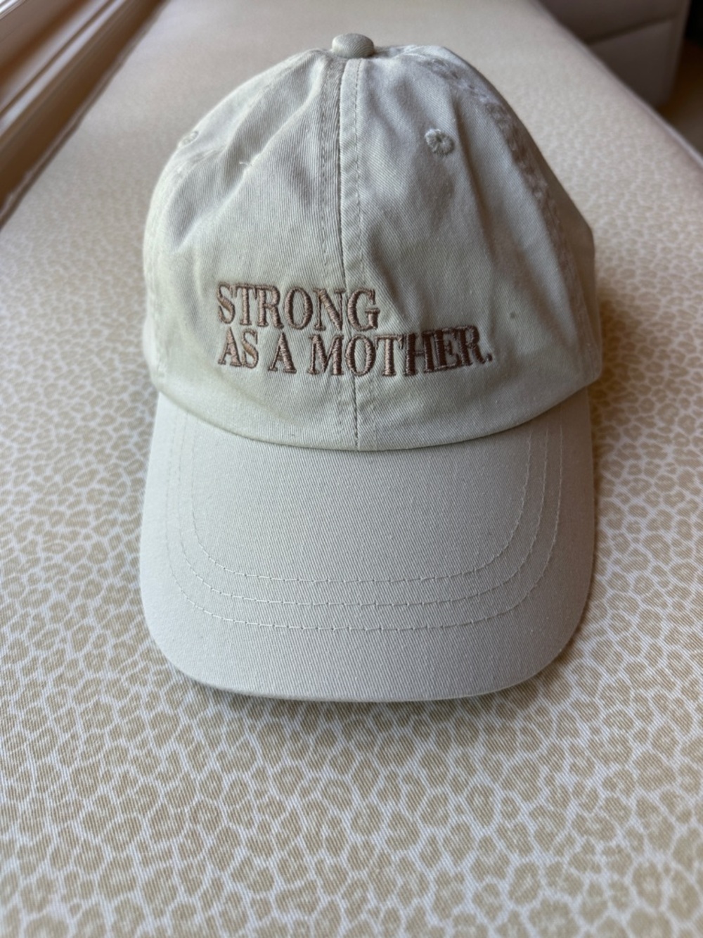 NWOT Embroidered 'Strong As A Mother' Off White Baseball Cap